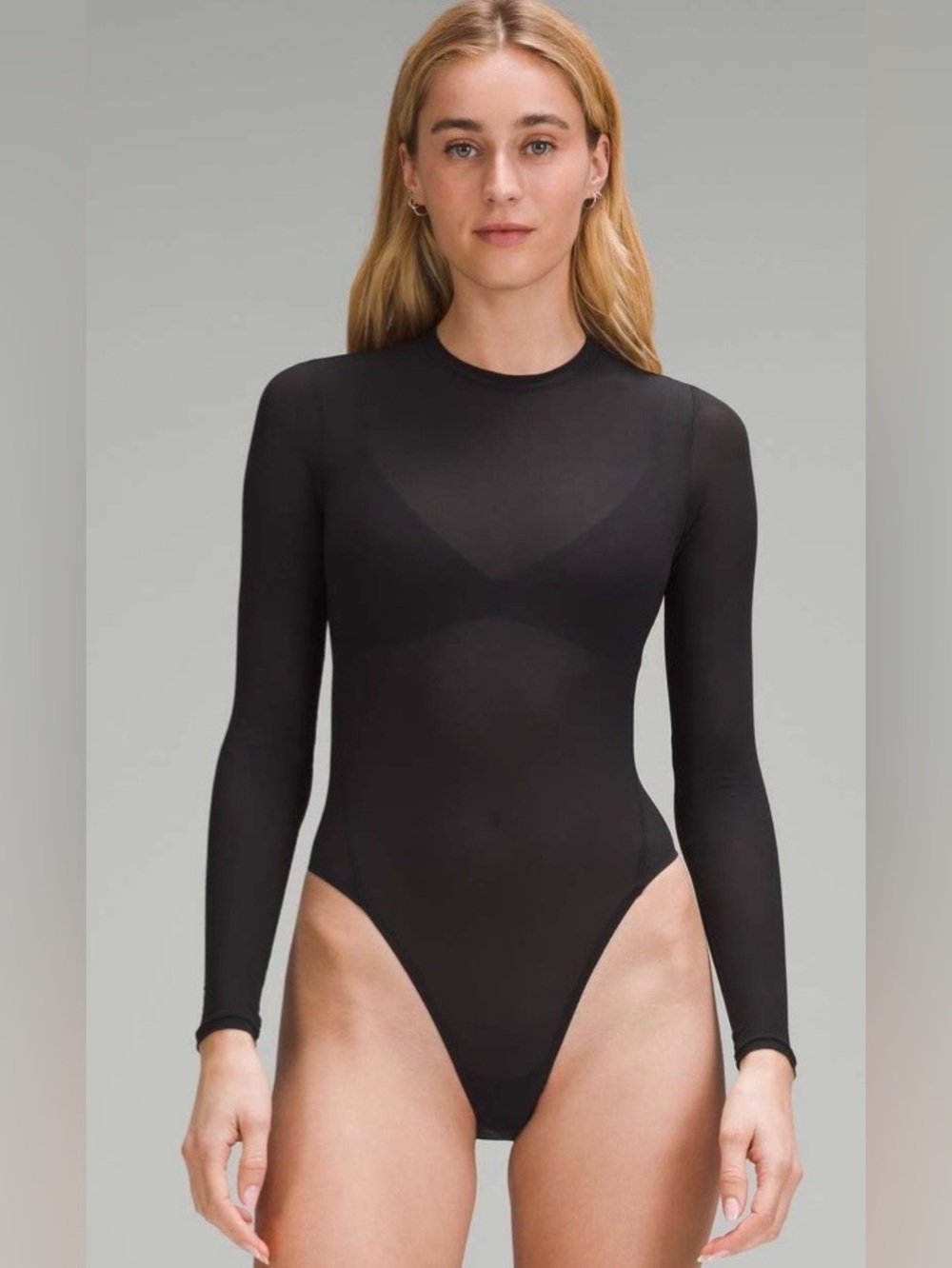 Lululemon NWT Nulu Mesh Long Sleeve Crewneck Bodysuit Black Size XL